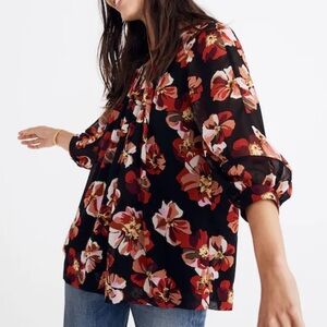 Madewell Tie-Back Bubble Sleeve Top In French Rose